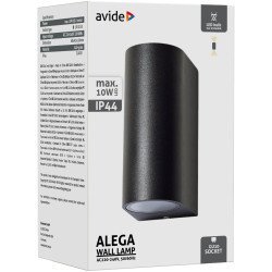 Avide Εξωτερικό Φωτιστικό Τοίχου Alega 2Xgu10 Ip44 Μαύρο