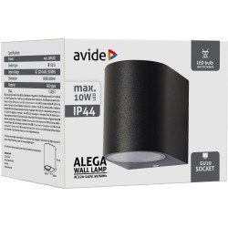 Avide Εξωτερικό Φωτιστικό Τοίχου Alega 1Xgu10 Ip44 Μαύρο