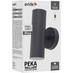 Avide Εξωτερικό Φωτιστικό Τοίχου Peka 2Xgu10 Ip44 Ανθρακί