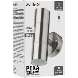 Avide Εξωτερικό Φωτιστικό Τοίχου Peka 2Xgu10 Ip44 Σατέν Νίκελ