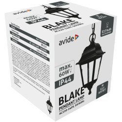 Avide Εξωτερικό Φωτιστικό Οροφής Blake 1Xe27 82.5Cm Ip44 Μαύρο