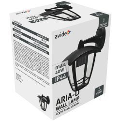 Avide Εξωτερικό Φωτιστικό Τοίχου Aria-D 1Xe27 Ip44 Μαύρο