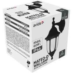 Avide Εξωτερικό Φωτιστικό Τοίχου Mateo-D 1Xe27 Ip44 Μαύρο Avide Εξωτερικό Φωτιστικό Τοίχου Mateo-D 1Xe27 Ip44 Μαύρο