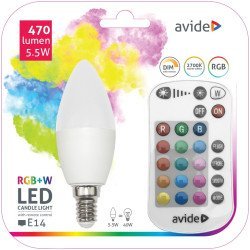 Avide led smart κερί 5.5w rgb+w 2700k με ir remote Avide led smart κερί 5.5w rgb+w 2700k με ir remote