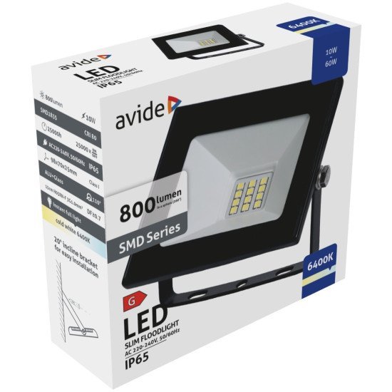 Avide Value Led Προβολέας Slim Smd 10W Cw 6400K Avide Value Led Προβολέας Slim Smd 10W Cw 6400K