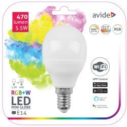 Avide led smart σφαιρική 5.5w rgb+w wifi app control Avide led smart σφαιρική 5.5w rgb+w wifi app control
