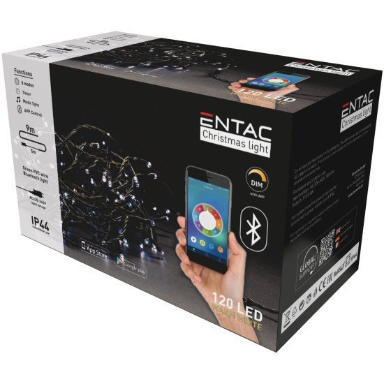 Entac χριστουγεννιάτικα λαμπάκια ip44 120 led θερμό 9μ bluetooth Entac χριστουγεννιάτικα λαμπάκια ip44 120 led θερμό 9μ bluetooth