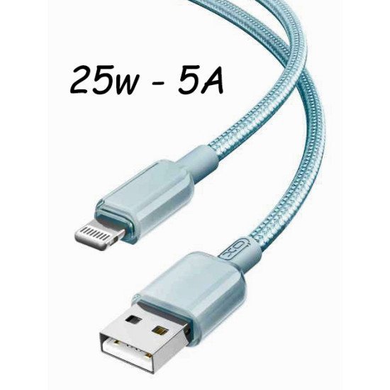 Xo Nb249 5A Pvc Shiny Colorful Lightning Data Cable Blue Xo Nb249 5A Pvc Shiny Colorful Lightning Data Cable Blue