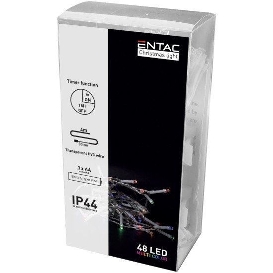 Entac χριστουγεννιάτικα λαμπάκια ip44 48 led με χρονοδιακόπτη πολύχρωμα 4μ (3xaa δεν περιλαμβ.) Entac χριστουγεννιάτικα λαμπάκια ip44 48 led με χρονοδιακόπτη πολύχρωμα 4μ (3xaa δεν περιλαμβ.)