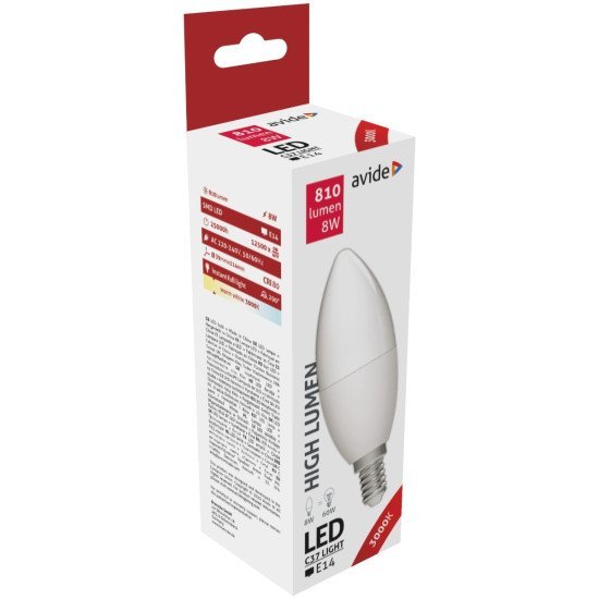 Avide led κερί 8w e14 θερμό 3000k υψηλής φωτεινότητας Avide led κερί 8w e14 θερμό 3000k υψηλής φωτεινότητας