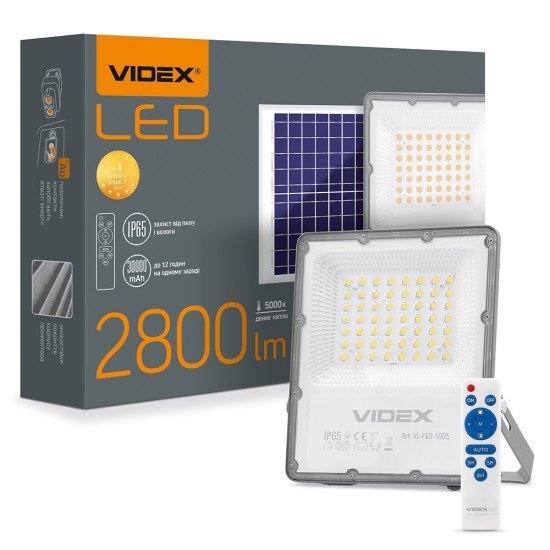 LED Solar Floodlight VIDEX VL-FSO-1005 LED Solar Floodlight VIDEX VL-FSO-1005
