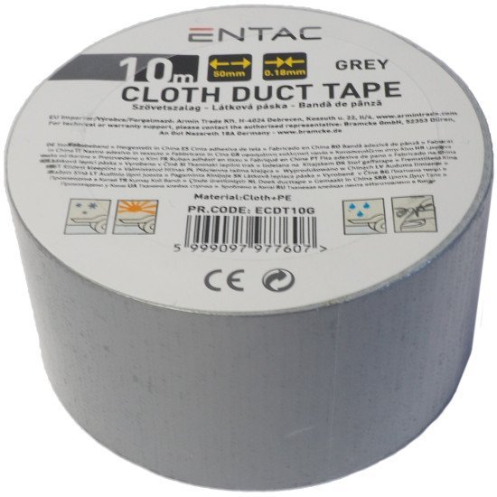 Entac Cloth Duct Tape 0.18X50Mm Grey 10M