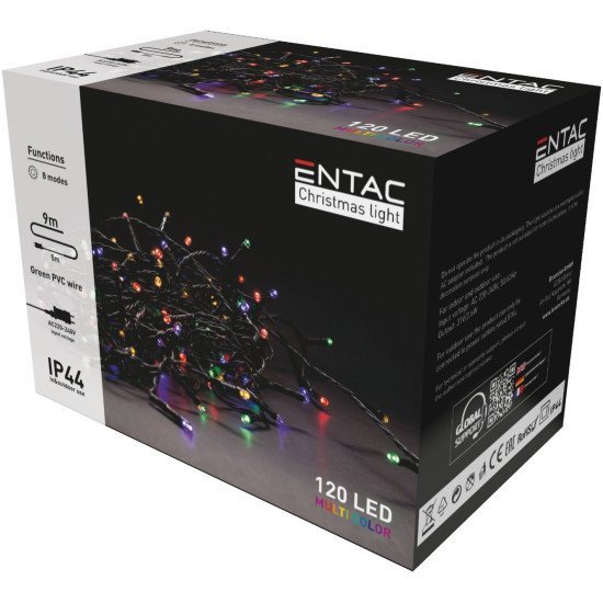 Entac Χριστουγεννιάτικα λαμπάκια IP44 120 LED Πολύχρωμα 9μ