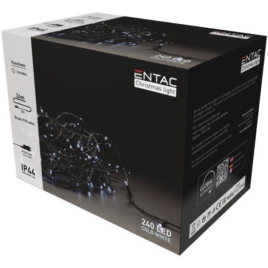 Entac χριστουγεννιάτικα λαμπάκια ip44 240 led ψυχρό 24μ Entac χριστουγεννιάτικα λαμπάκια ip44 240 led ψυχρό 24μ