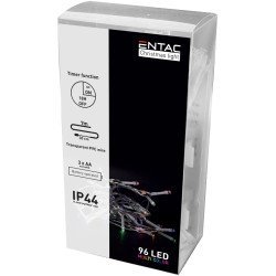 Entac χριστουγεννιάτικα ip44 96 led με χρονοδιακόπτη πολύχρωμα 7m (3xaa δεν περιλαμβ.)