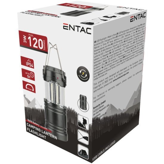 Entac Ηλιακός Φακός Camping Πλαστικός 5V Με 18650 (Περιλαμβ.)