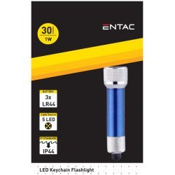 Entac φακός 5 led μπρελόκ μπλέ