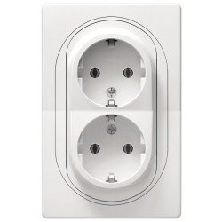 Eon e604.00 double-pole socket outlet double with polycarbonate insert, white