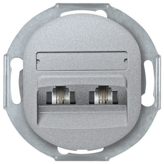 Eon e613.s double telephone socket without cover frame 2xrj12 6/4 cat 3, silver Eon e613.s double telephone socket without cover frame 2xrj12 6/4 cat 3, silver