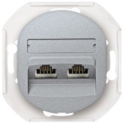 Eon e614.s data socket double without cover frame 2xrj45 cat 5e utp, silver