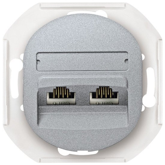 Eon e614.s data socket double without cover frame 2xrj45 cat 5e utp, silver Eon e614.s data socket double without cover frame 2xrj45 cat 5e utp, silver