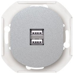 Eon e6161.s 2xusb charger 2,1a 5v without cover frame, silver
