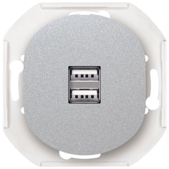 Eon e6161.s 2xusb charger 2,1a 5v without cover frame, silver Eon e6161.s 2xusb charger 2,1a 5v without cover frame, silver