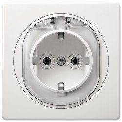 Eon double-pole socket outlet with polycarbonate insert and cover, white