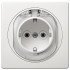 Eon double-pole socket outlet with polycarbonate insert and cover, white