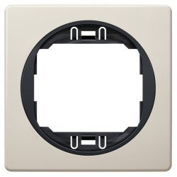 Eon e6801.9e one-gang frame 80x80, beige with black holder