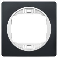 Eon e6801.e0 one-gang frame 80x80, black with white holder