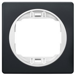 Eon e6801.e0 one-gang frame 80x80, black with white holder