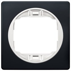 Eon e6801.e10 one-gang frame 80x80, soft-touch black with white holder