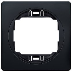 Eon e6801.e1e one-gang frame 80x80, soft-touch black with black holder
