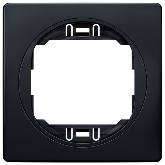 Eon e6801.e1e one-gang frame 80x80, soft-touch black with black holder Eon e6801.e1e one-gang frame 80x80, soft-touch black with black holder