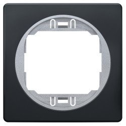 Eon e6801.s1e one-gang frame 80x80, antic silver with black holder