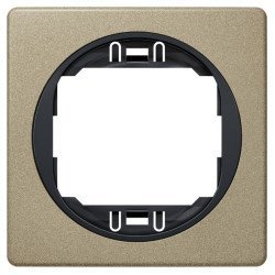 Eon e6801.g2e one-gang frame 80x80, brushed nickel with black holder