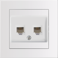 Entac arnold recessed wall lan socket 2x cat5 white