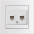 Entac arnold recessed wall lan socket 2x cat5 white