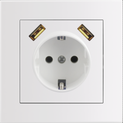 Entac arnold recessed wall socket earthed + 2 usb 2.1a (total) white