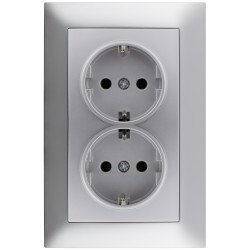 Entac Arnold Recessed Wall Socket 2X Earthed Silver