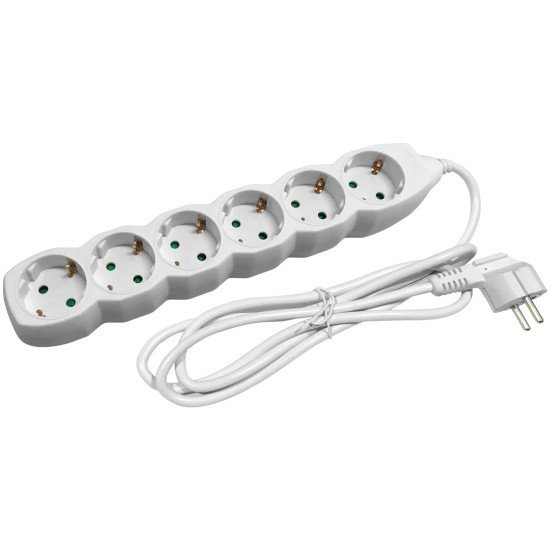 Entac πολύπριζο 6 θέσεων χωρίς διακόπτη 3x1.5mm 1.5μ Entac πολύπριζο 6 θέσεων χωρίς διακόπτη 3x1.5mm 1.5μ