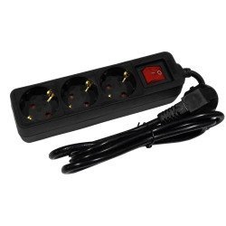 Entac πολύπριζο 3 θέσεων με διακόπτη 3x1.0mm 1.5μ μαύρο