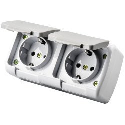 Entac stephan surface mounted wall socket earthed 2x ip54 Entac stephan surface mounted wall socket earthed 2x ip54