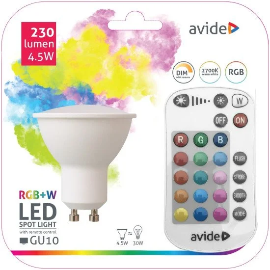Avide led smart gu10 4.5w rgb+w 2700k με ir remote Avide led smart gu10 4.5w rgb+w 2700k με ir remote