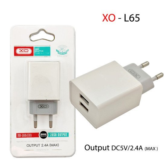 Xo l65eu 2.4a two usb φορτιστής άσπρο
