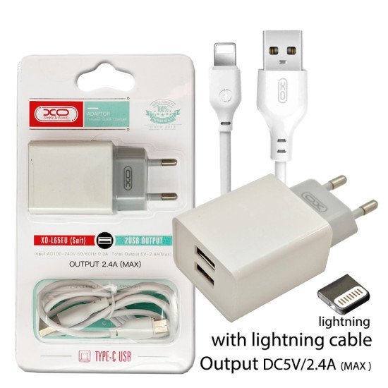 Xo l65eu 2.4a two usb φορτιστής for lightning