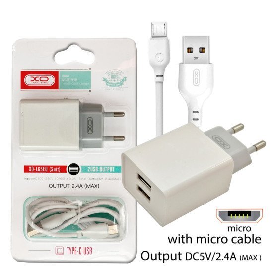 Xo l65eu 2.4a two usb φορτιστής for micro