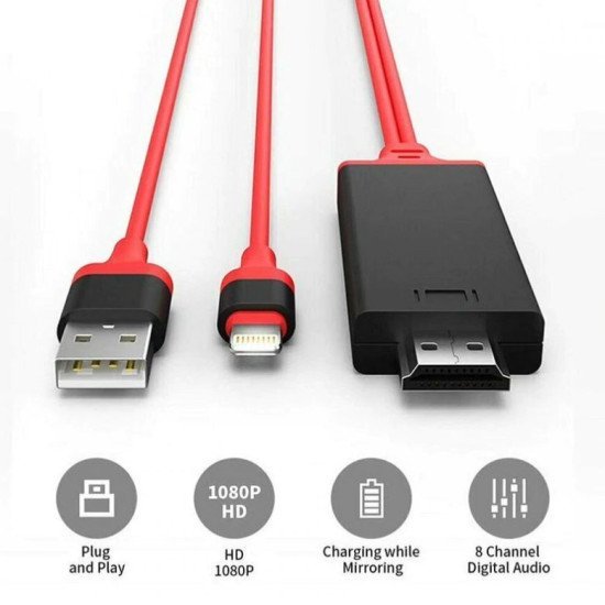 Lightning to hdmi adapter m/m red