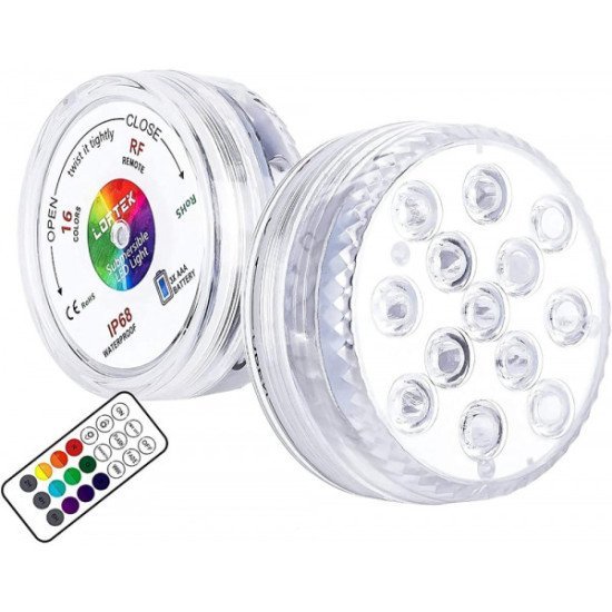 Αδιάβροχη LED RGB Λάμπα με Τηλεχειριστήριο, 16 Χρώματα